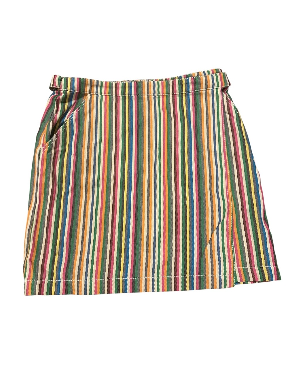 A-K-R-I-S Punto Vibrant Strip 100% Cotton Wrap Skirt Size 8